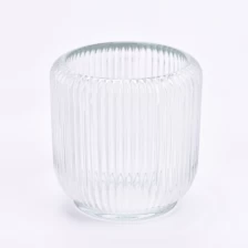 China Wholesale customized 250ml stripe glass candle jar with home decor manufacturer