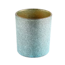 中国 批发定制蓝色磨砂内部金色玻璃蜡烛罐在散装蜡烛容器 制造商
