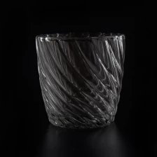 China Wholesale custom twisted lines pattern glass candle holder manufacturer