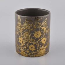 China Wholesales luxury custom cylinder amber candle ceramic jars 8oz 10oz manufacturer