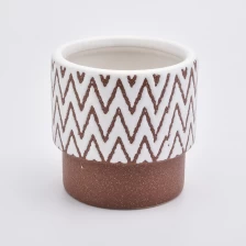 China Wider mouth ceramic candle jars with unique pattern for home candle making manufacturer