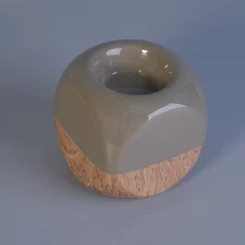 China Wood style square ceramic tea light candle holder wholesale manufacturer