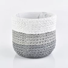 porcelana Bolso tejido efecto concreto 15 oz vela jarra decoración del hogar maceta gris fabricante