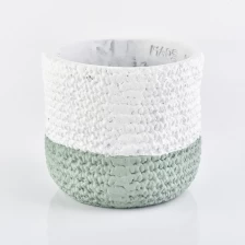 porcelana Bolso tejido efecto concreto 15 oz vela jarra decoración del hogar maceta verde fabricante