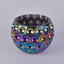 China ball shape debossed pattern glass candle holders manufacturer