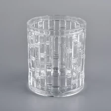 China bamboo joint pattern scented candle vessels clear glass manufacturer