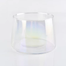 China bell shaped transparent ion plating holographic glass candle holder manufacturer