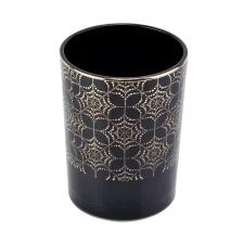 porcelana tarro de cristal negro con estampado dorado para velas fabricante