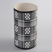 China suportes de vela de porcelana cerâmica de cilindro padrão preto fabricante