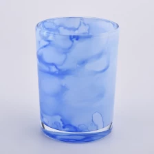 China blue decorative glass candle jar 10oz pengilang