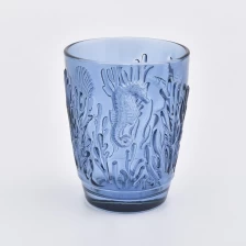 China blue sea horse pattern candle cup manufacturer