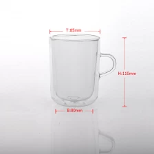 Китай borosilicate double wall glass tea mug производителя