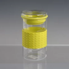 porcelana taza de cristal de pared simple de borosilicato con Silicane fabricante