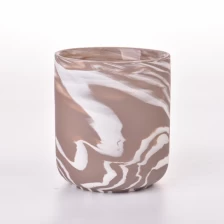 Cina nave ceramica marrone e bianca per candele Effetto in marmo Contenitore in ceramica 10 once produttore