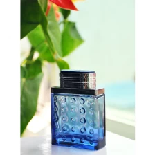 China bule glass perfume bottle with lid manufacturer