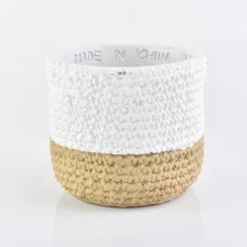 China ceramic baskets weave pattern candle jars manufacturer
