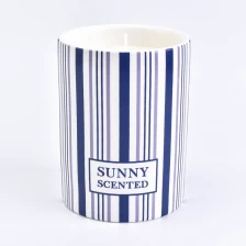 China ceramic candle jar with straight stripes 12 oz manufacturer