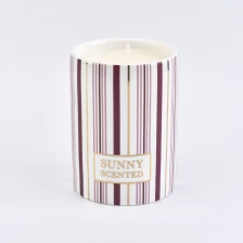 China ceramic candle vessel with stripe pattern manufacturer