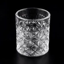 China classical embossed pattern glass candle holder manufacturer