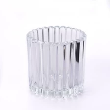 China clear glass candle jar with round stripe pattern manufacturer