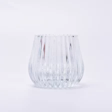 Chine pot de bougie en verre transparent avec design à rayures décor fabricant