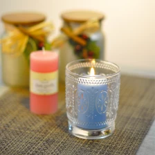 China clear glass tea light candle holders with pattern manufacturer