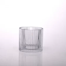 China clear glass vessel for candles stripe candle jar supplier manufacturer