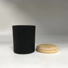 中国 定制黑色玻璃蜡烛罐，带木盖 制造商