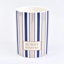 China custom ceramic candle jar with stripes manufacturer
