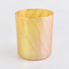China cylinder glass candle vessel gold desert pattern manufacturer