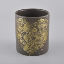 China Zylinder runde gerade schicke Keramikkerzengläser mit goldenem Aufkleber Hersteller