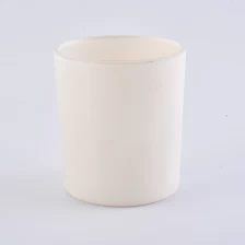 China cylinder shape matte white glass candle vessels manufacturer