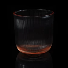 China cylinder vetical lines color material glass candle holder in China manufacturer