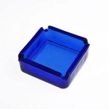 China dark bule square glass ashtray manufacturer