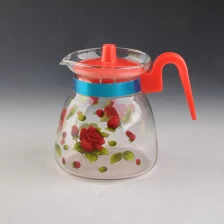 China decal borosilicate glass tea pot with handle manufacturer