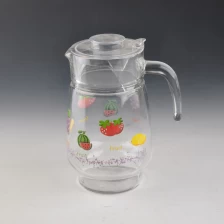 China decaled glass water jug with lid manufacturer