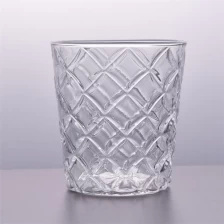 China diamond pattern clear glass candle holders wholesaler manufacturer