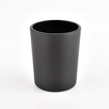 China different sizes black glass candle jars with wooden lid manufacturer