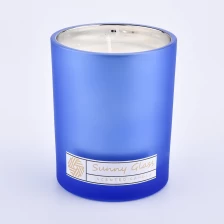 中国 电镀银玻璃蜡烛容器天蓝色玻璃蜡烛罐 制造商
