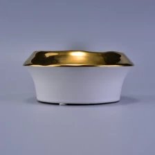 porcelana electroplating inside white glaze outside ceramic candle jar fabricante
