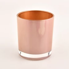 China elegant glass candle jar glossy candle vessel with gold wholesale manufacturer