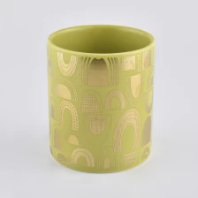 Cina vasetti di candela vintage in ceramica fantasia rettilineo lato cilindro vuoto con logo produttore