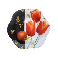 China flower fused glass plate manufacturer