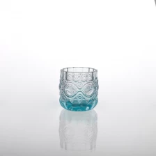 China glass candle holders with color in bottom manufacturer