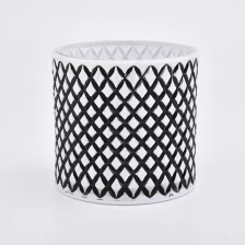 China glass debossed woven pattern candle holders manufacturer