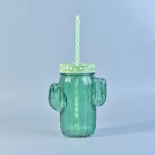 China glass mason jar with handle and straw manufacturer