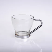 China glass mug with metal handle manufacturer