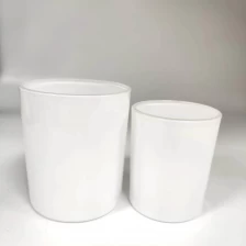 China glossy white glass container for candles manufacturer