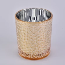 China gold electroplated glass candle vessel with unique imprint manufacturer