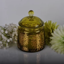 porcelana jarrones de vela de vidrio de impresión de oro con tapas fabricante